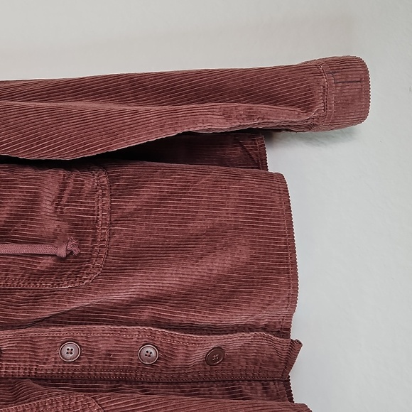 American Eagle Women’s Corduroy Bomber Hoodie Jacket Rust Brown Size M - Picture 6 of 12